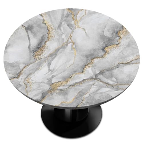 Marble Texture Round Fitted Tablecloth with Elastic 48" (Round) A01:marble