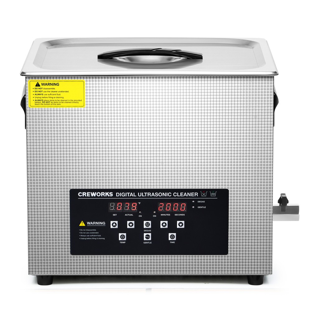 CREWORKS 15L Ultrasonic Cleaner with Control Panel 1-30 min. Timer & Degas Mode