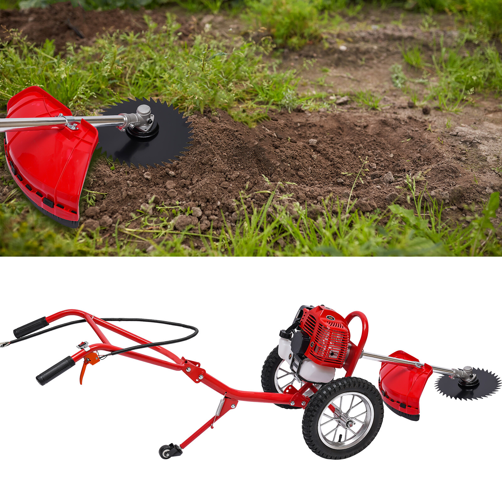 Lawn Mower Trimmer 2 Stroke Gasoline Brush Cutter Hand Push Grass Cutter Garden