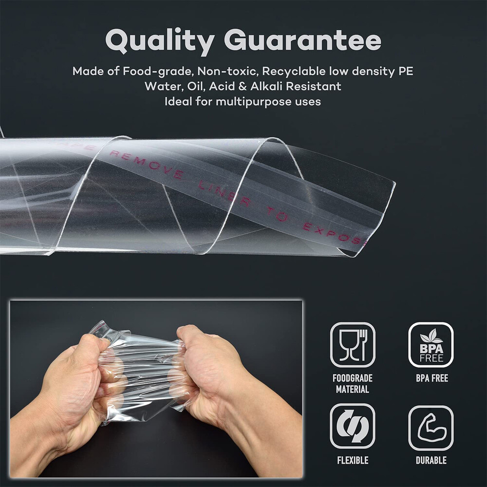 Clear Self Adhesive OPP Bags Resealable Cellophane Tape Poly Seal Packing Bags