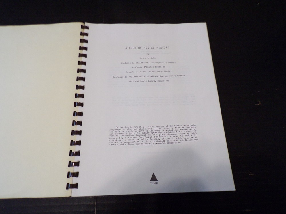 A book of Postal History, Cohn 1988 (L27)