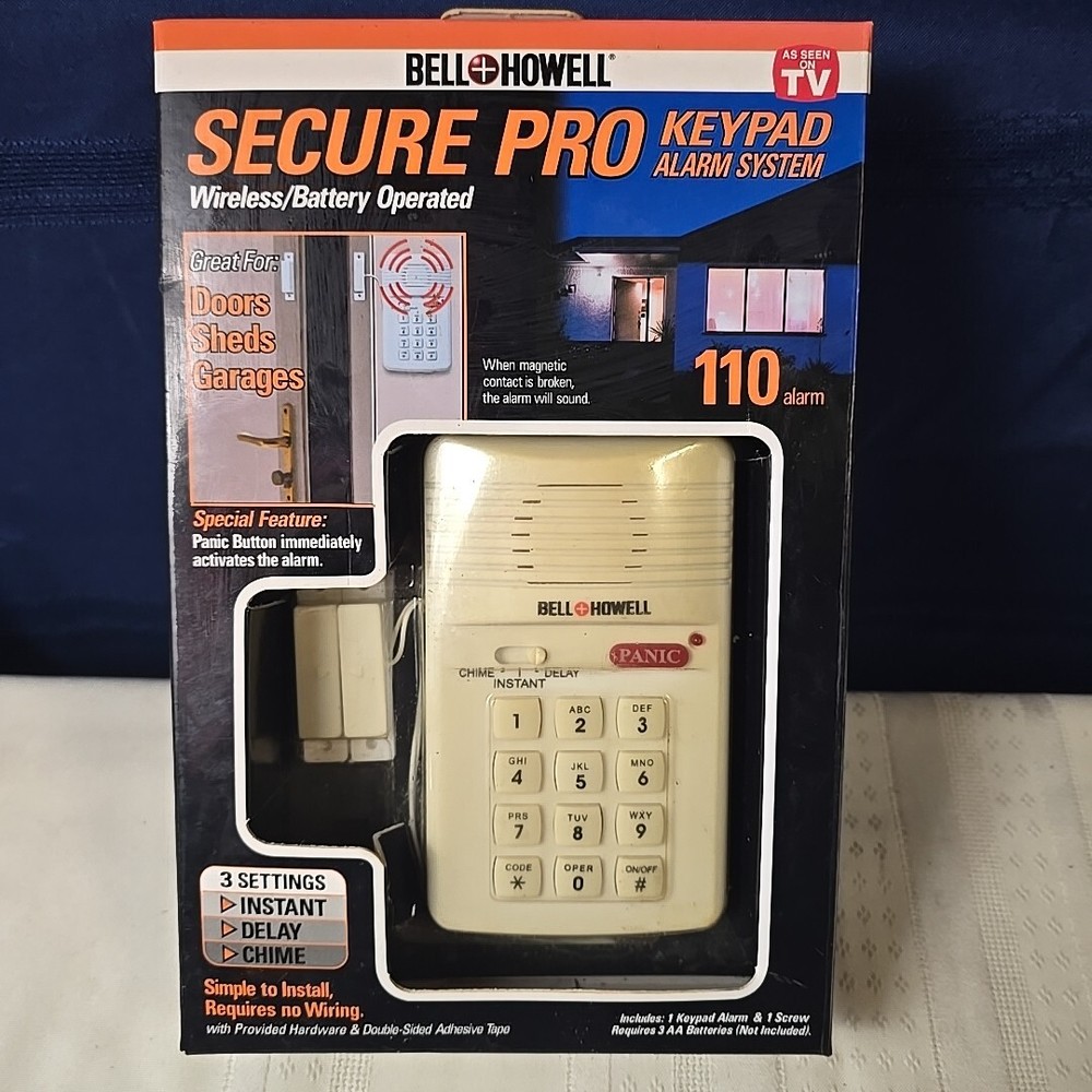 Secure Pro Keypad Alarm System BELL+HOWELL Wireless Battery 3 Settings and PANIC