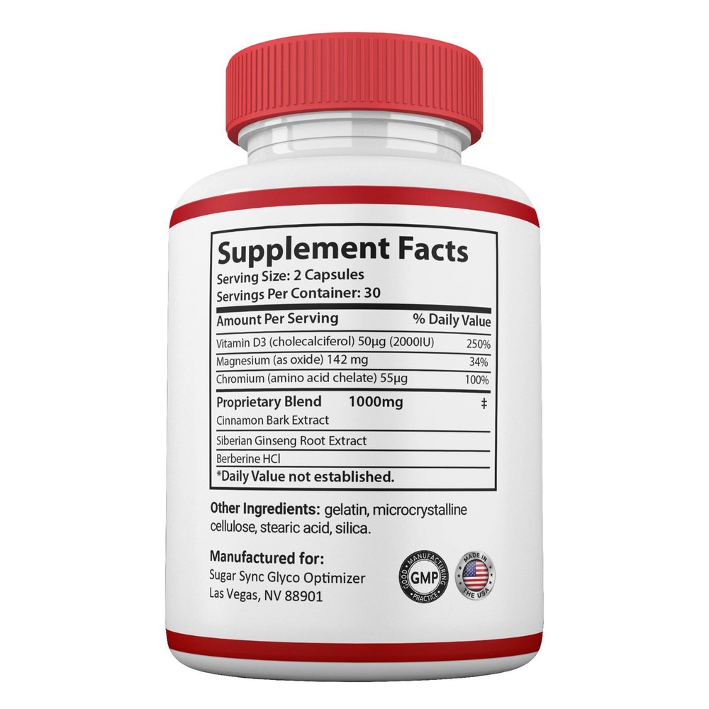 Sugar Sync Glyco Capsules, SugarSync Optimizer Max Strength Supplement (1 Pack)