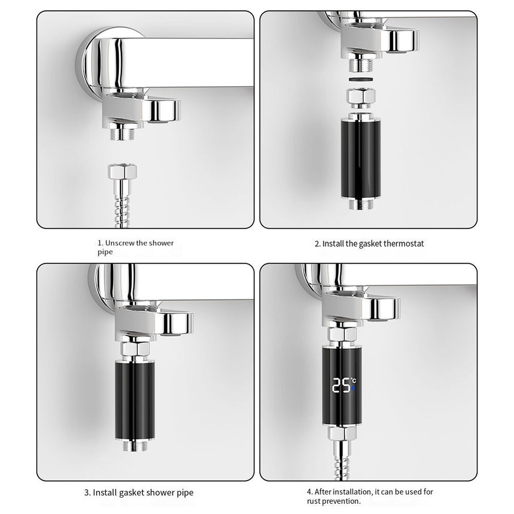 Color-Coded Indicator Digital Display Shower Head Water Temperature Meter
