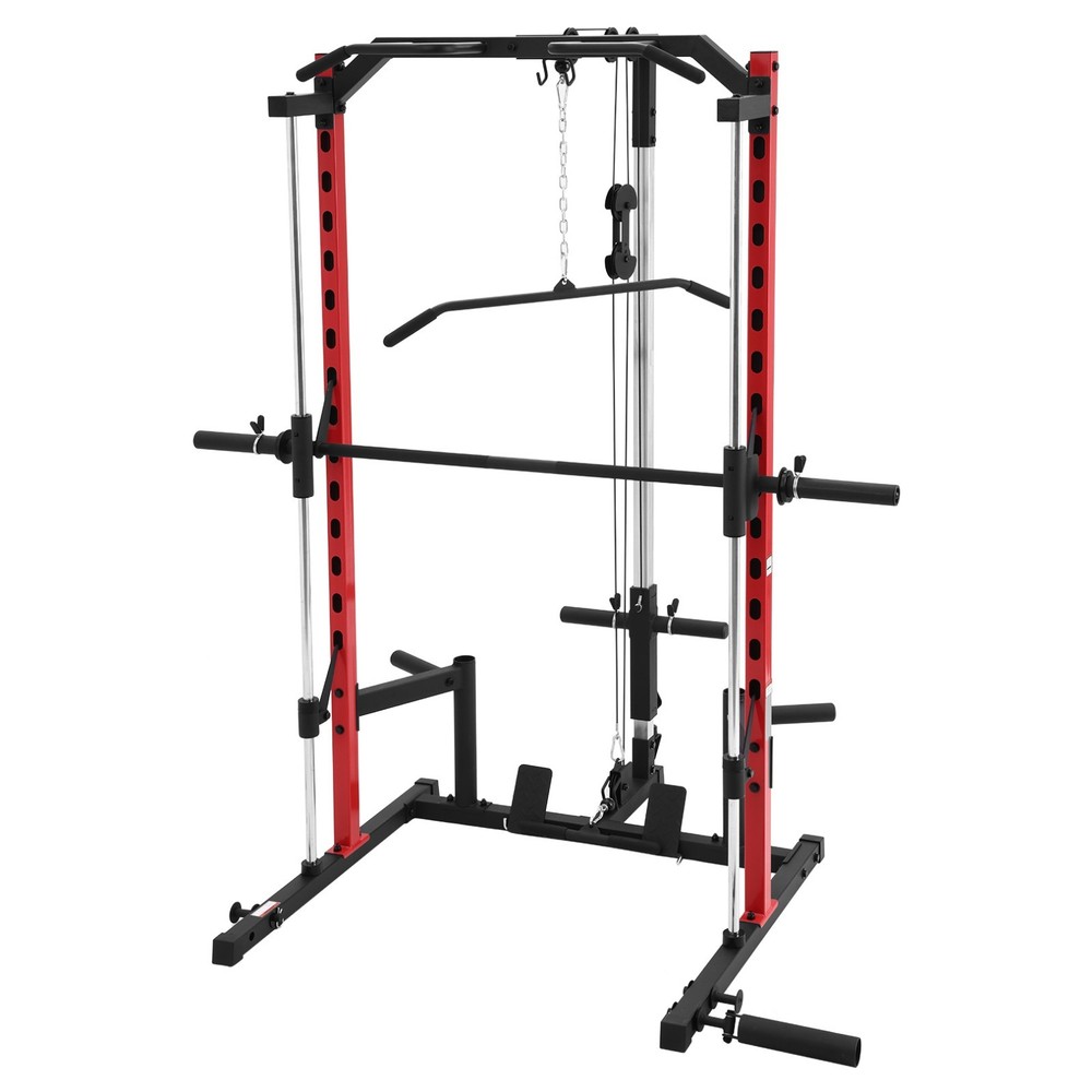 Smith Machine, Multi-Function Power Cage w/ Lat Pull Down System Workout Machine