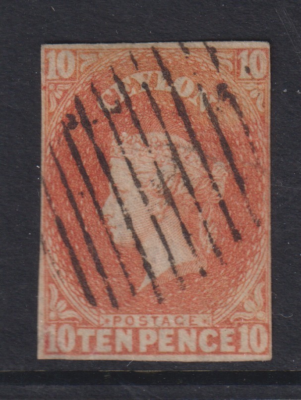 Ceylon 1857 SG 9 CANC VF / CAT VALUE $360