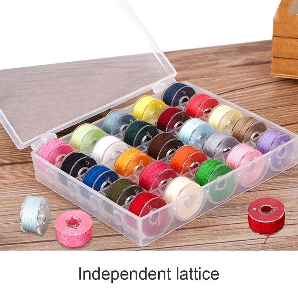 2 Pack Bobbin Box, Machine Bobbin Organizer Plastic Case, 25 Slots Empty Bobbins