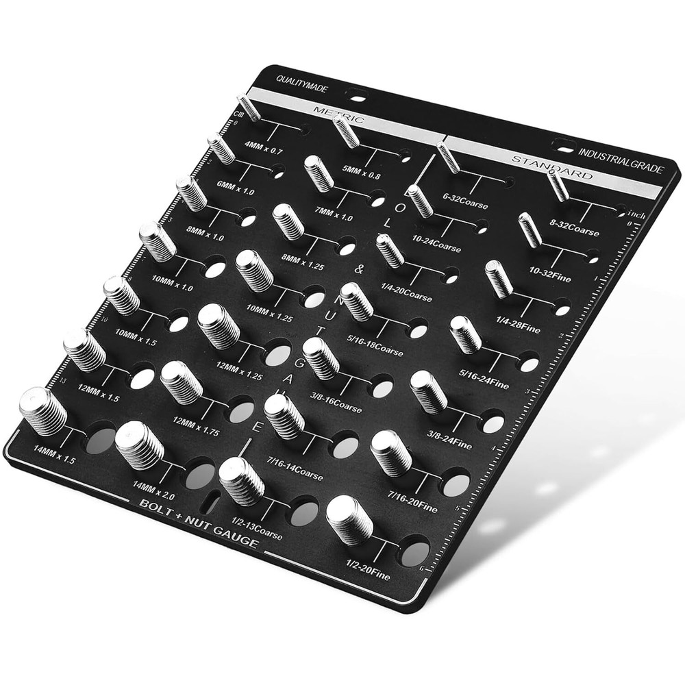 Nut and Bolt Thread Checker 28 Thread Identifier Gauge Inch and Metric Screw US