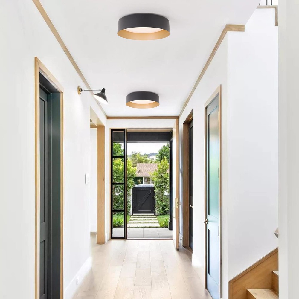Flush Mount Ceiling Light,12.5 inch LED Ceiling Light Fixture,Matte Black wit...