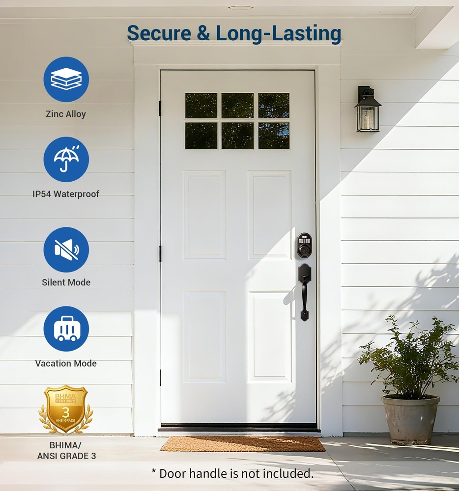 Keyless Entry Door Lock, Electronic Keypad Deadbolt, Keyed Entry, Auto Lock, Ant