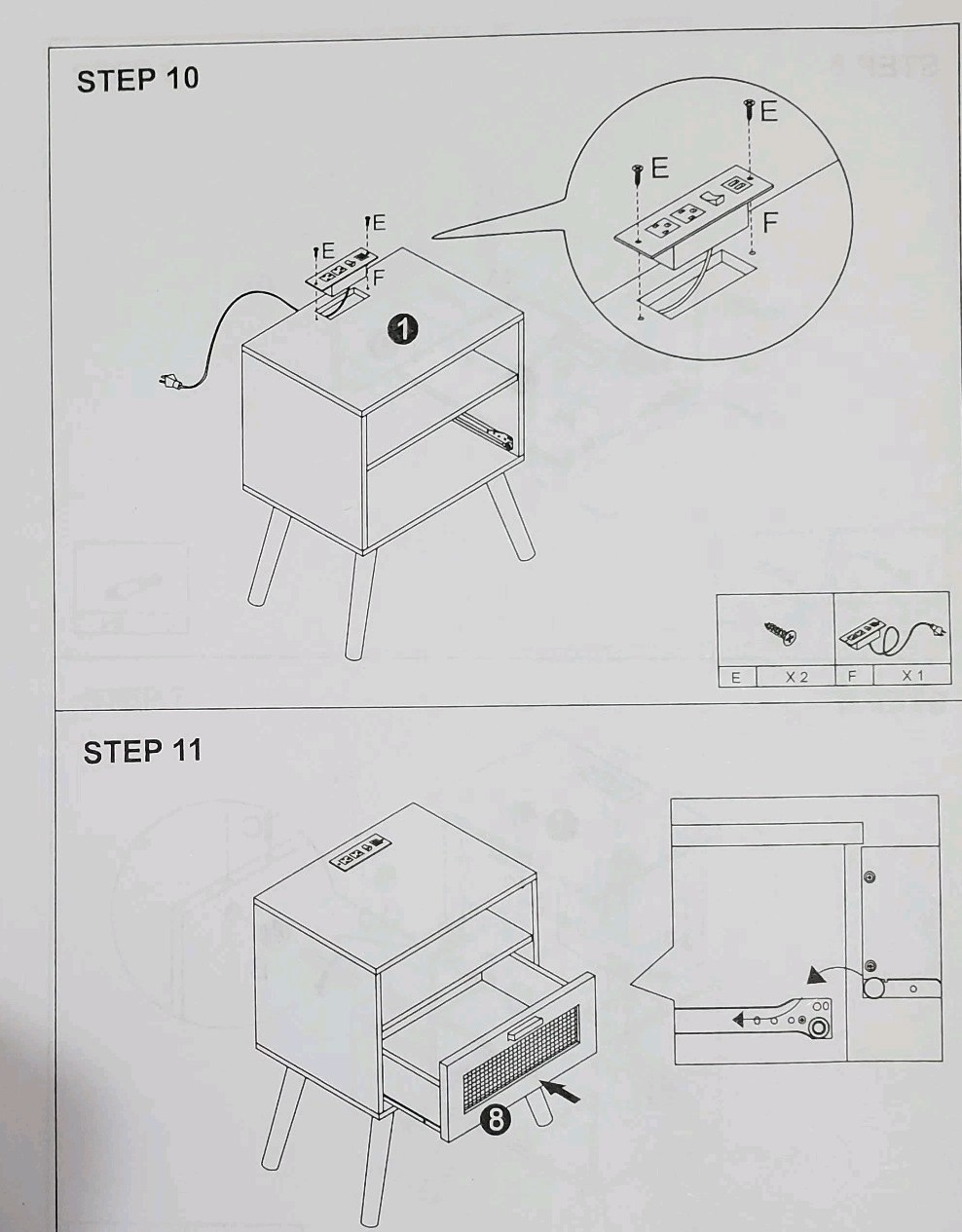 2 New Modern Rattan Nightstand Side Table Bedroom Living Room Small Spaces