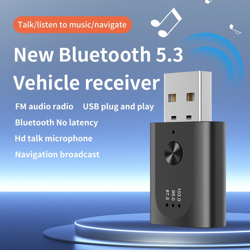 Bluetooth 5.3 Car Transmitter Receiver Handsfree Call USB Mini Wireless Audio US