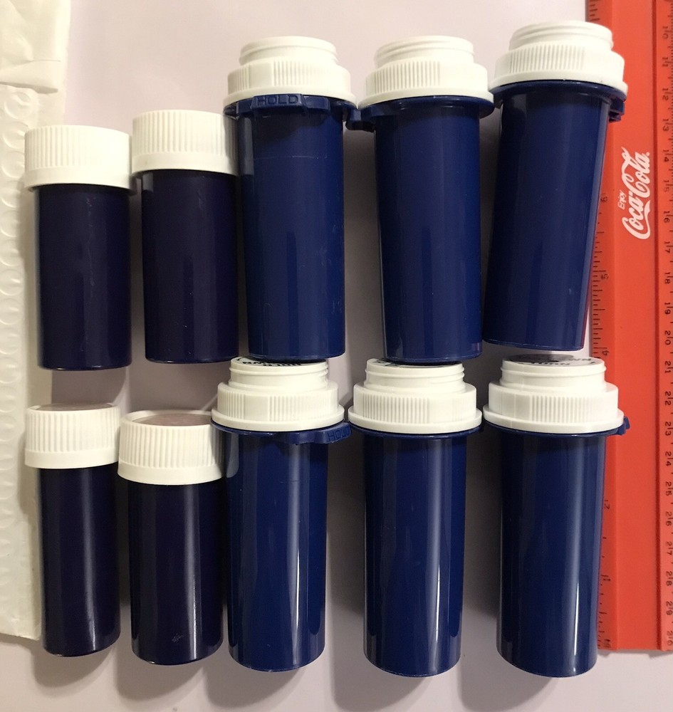 Prescription Bottles, Various Sizes, Blue Opaque