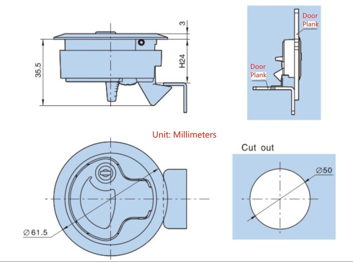 Marine Boat Stainless Steel 2" 50mm Flush Pull Hatch Lock Slam Latch Lift