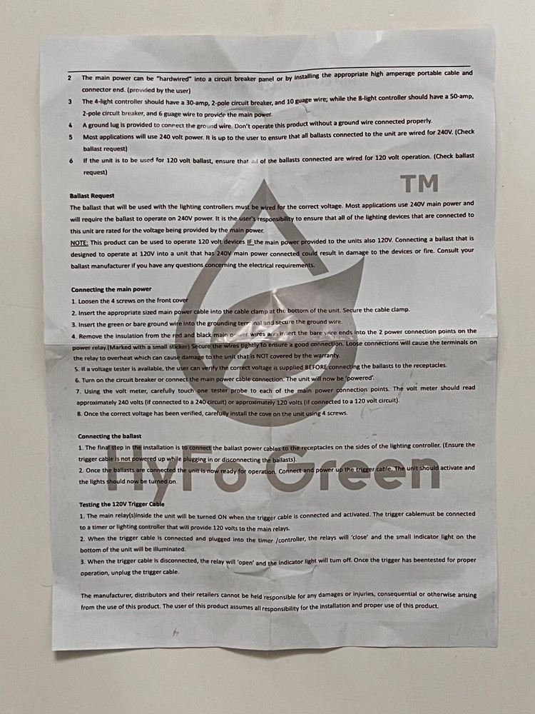 HyFo Green 8 light controller w/trigger cord