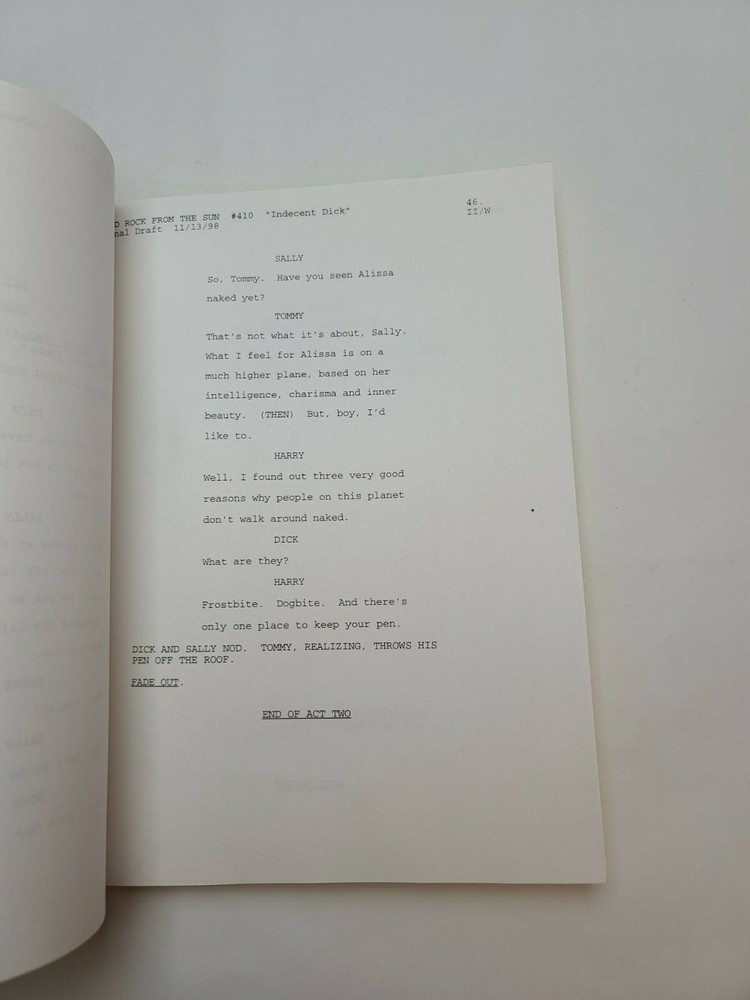3RD ROCK FROM THE SUN / Bob Kushell 1998 TV Script, John Lithgow "Indecent Dick"