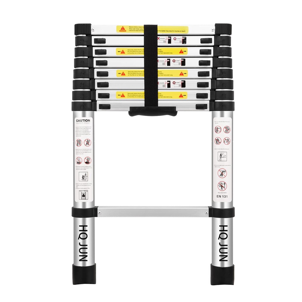 (8.5Ft/2.6M) Telescoping Ladders，EN131Standards Multi-Purpose Folding Aluminu...