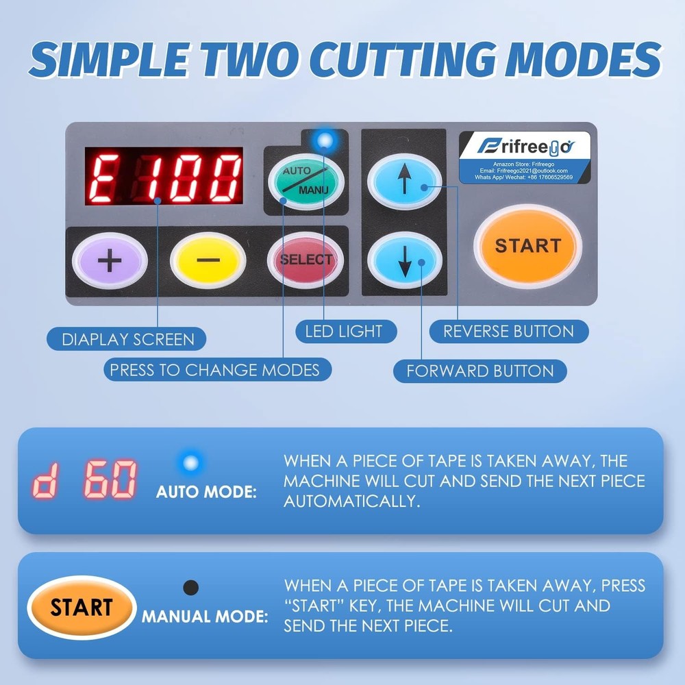 Frifreego Automatic Tape Dispenser Electric Ribbon Cutting Machine 6-60mm Width