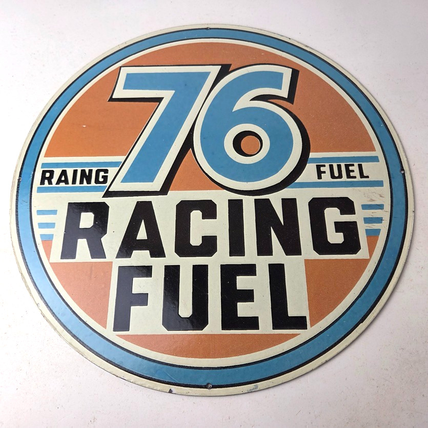 Vintage Union 76 Gasoline Sign - Porcelain Racing Fuel Gas Service Pump Sign