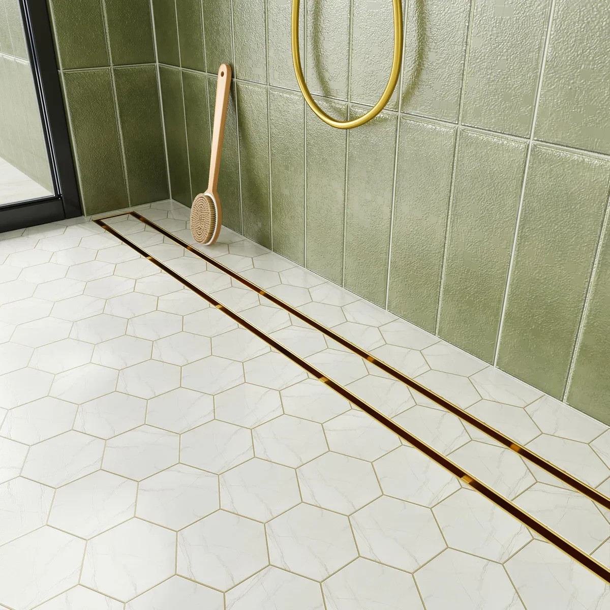 Neodrain 36" Linear Shower Drain with Tile Insert Gold 304 Stainless Steel