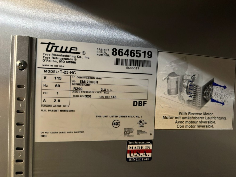 True T-23HC 27" Solid Door Reach-in Refrigeration