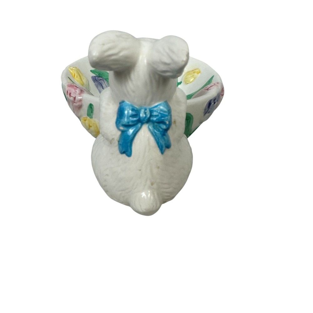Hand-Painted Ceramic Bunny Candy Dish With Floral Design
