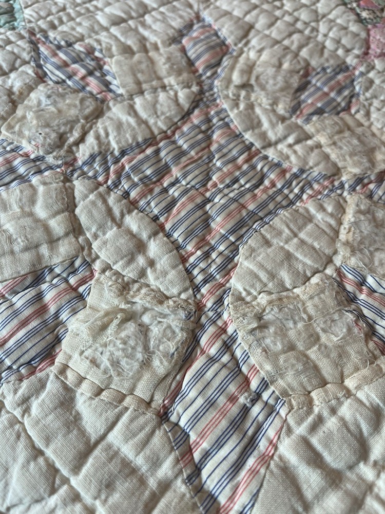Vintage Handmade Quilt Feedsack Compass Patchwork
