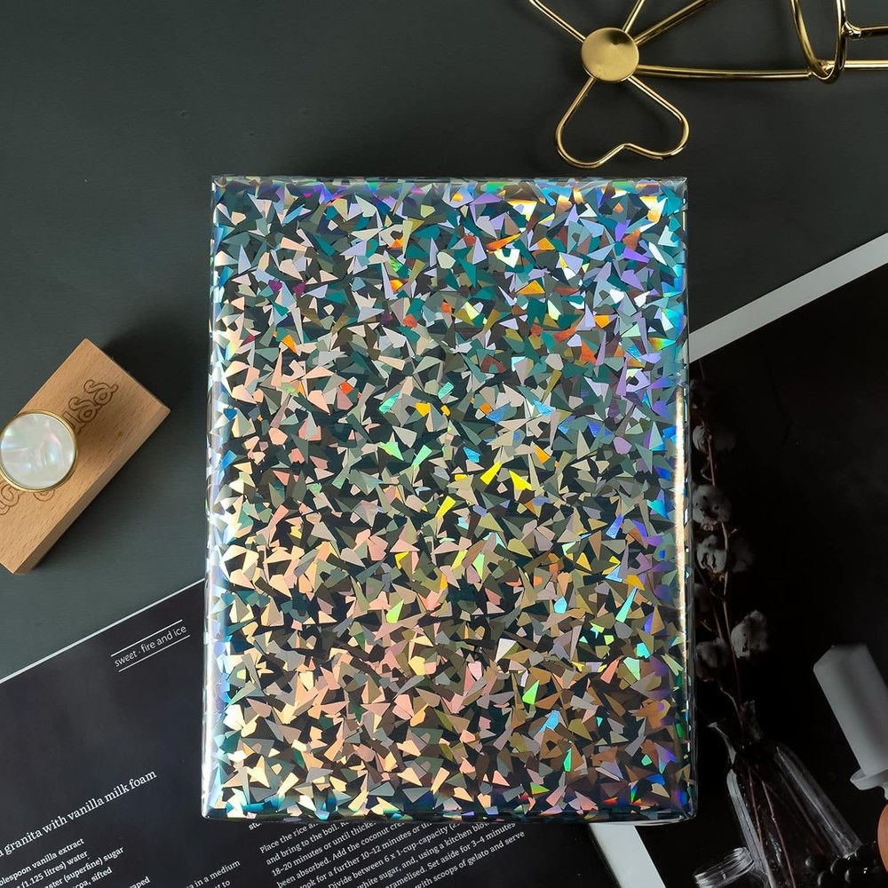 Silver Geometric Pattern Colorful Metallic Wrapping Paper-81.5 Sq Ft-Solid Co...