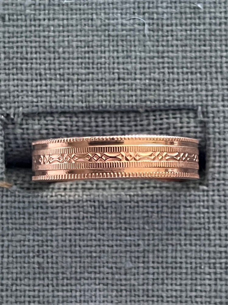 Copper Ring GEOMETRIC Pattern Open Backed Adjustable size 9 TO 10 1/2 #CR-257