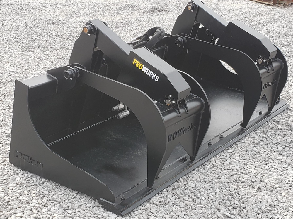 84″ Severe Duty Solid Bottom Bucket Grapple with Bolt on Edge Fits Skid Steer QA