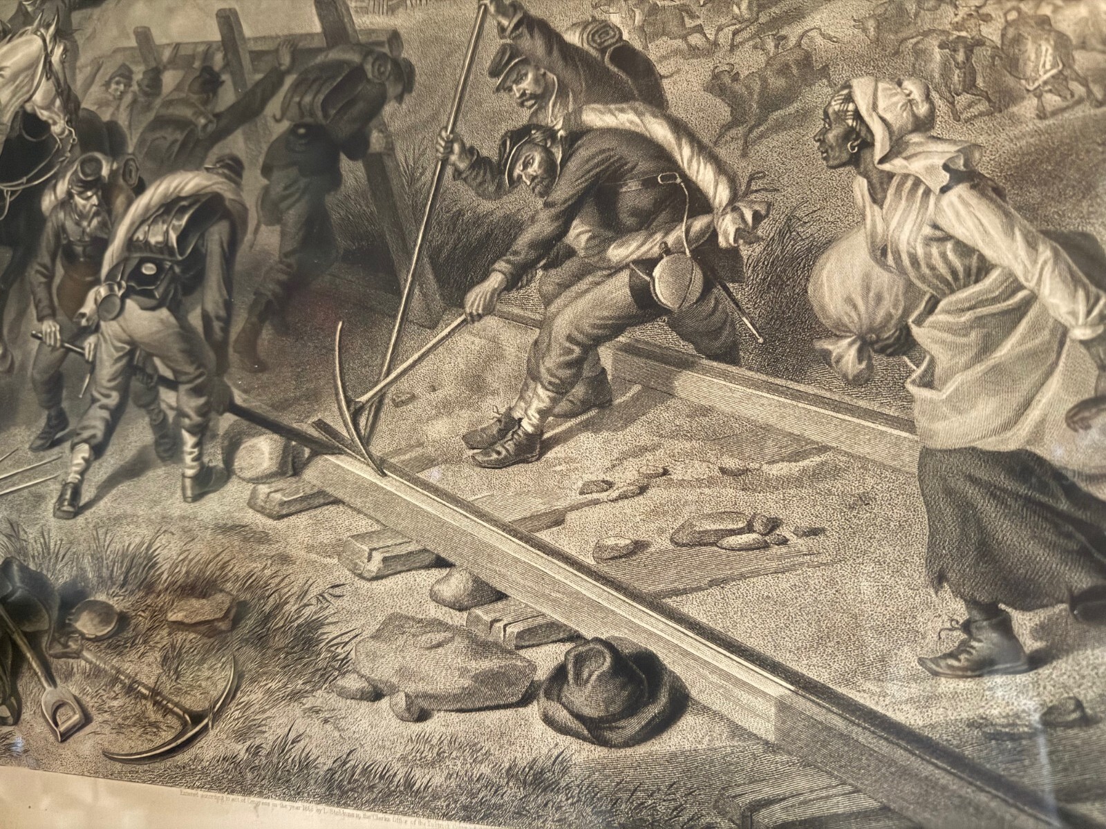 1883 Sherman's March to the Sea Civil War Print J P Fitch Hartford CT Large 55"