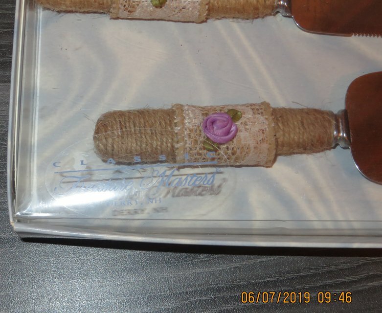 Rustic Decorated Stainless Steel Cake Set (Knife & Server)