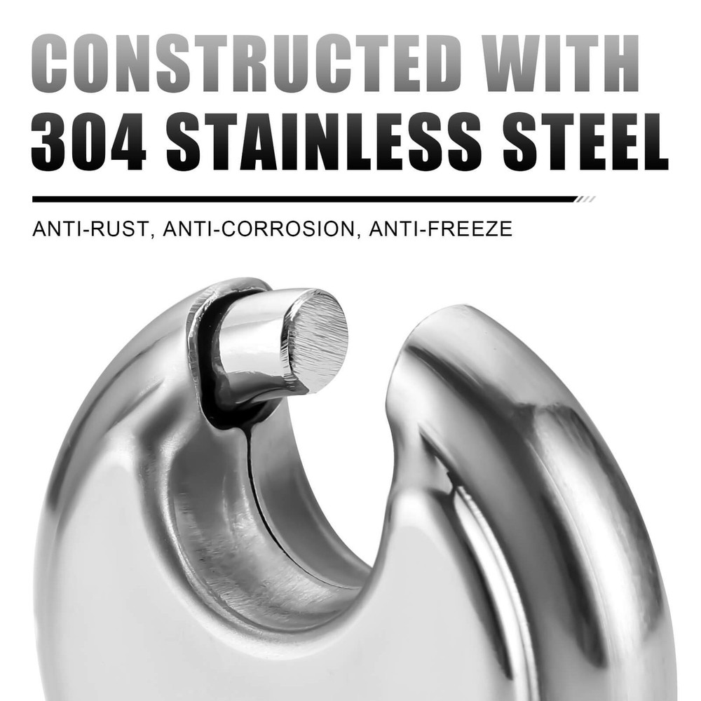 Round Combination Lock, Uncuttable Combination Disc Padlock, 3/8 Inch Shackle...