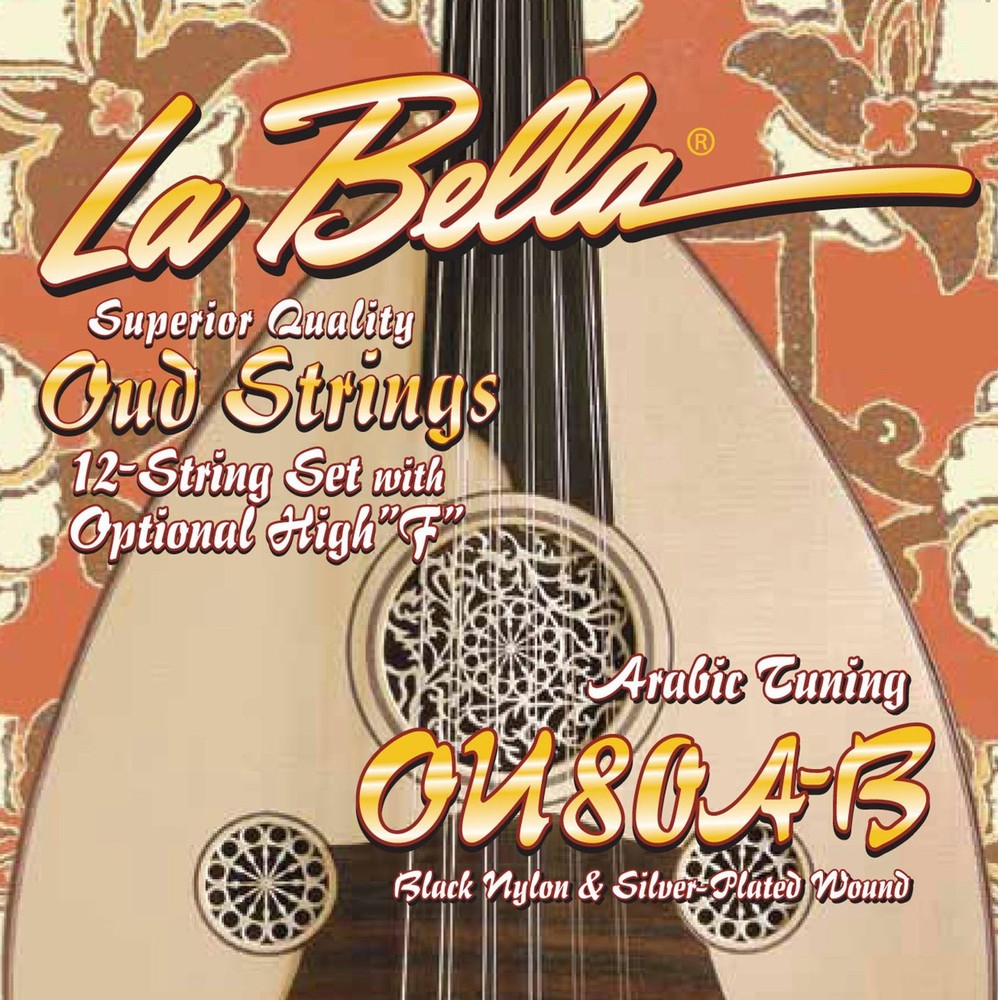 La Bella Silver-Black Nylon Arabic 12-string Oud Strings 22-33