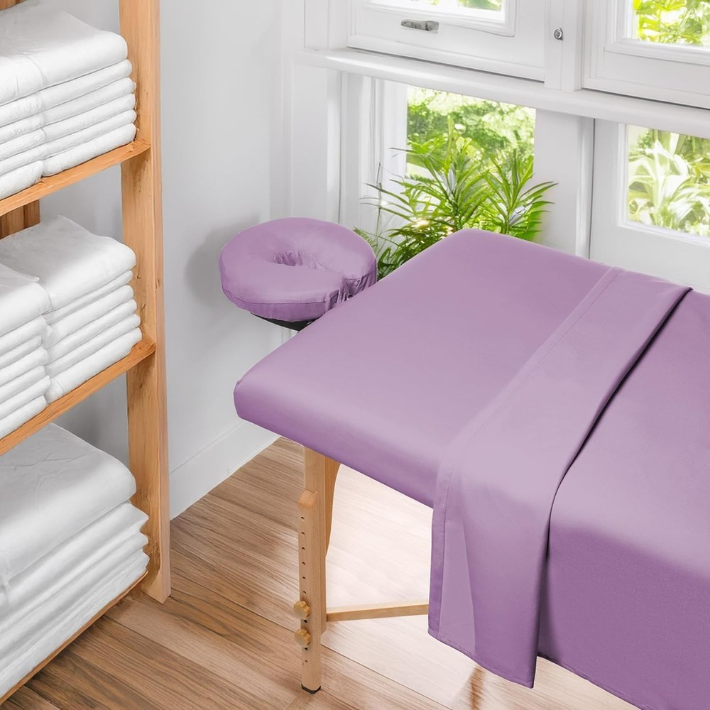 3-Piece Microfiber Massage Table Sheet Set - Facial Bed Cover - Includes Fla...