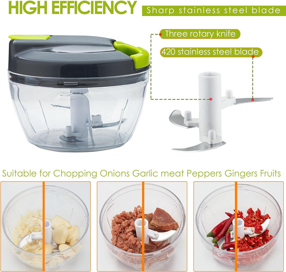 Effortless Manual Food Chopper & Processor - Perfect Kitchen Gift (Green)