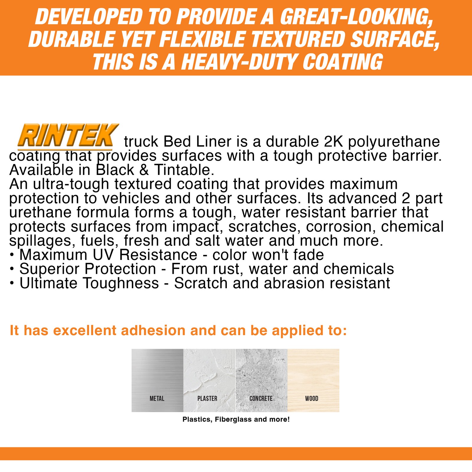 Rintek Black 1 Gal Bed Liner Kit 4 Liners 4 Hardeners + Spray Gun | 3:1 Mix