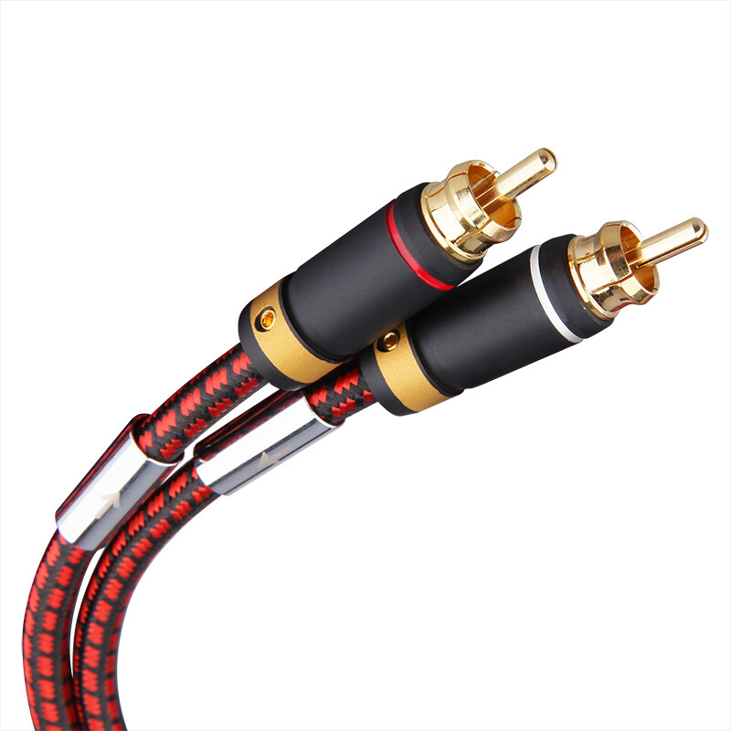 Primeda Audiophile Subwoofer Audio Cable 2 Male to 2 Male RCA Hi Fi Braided Red