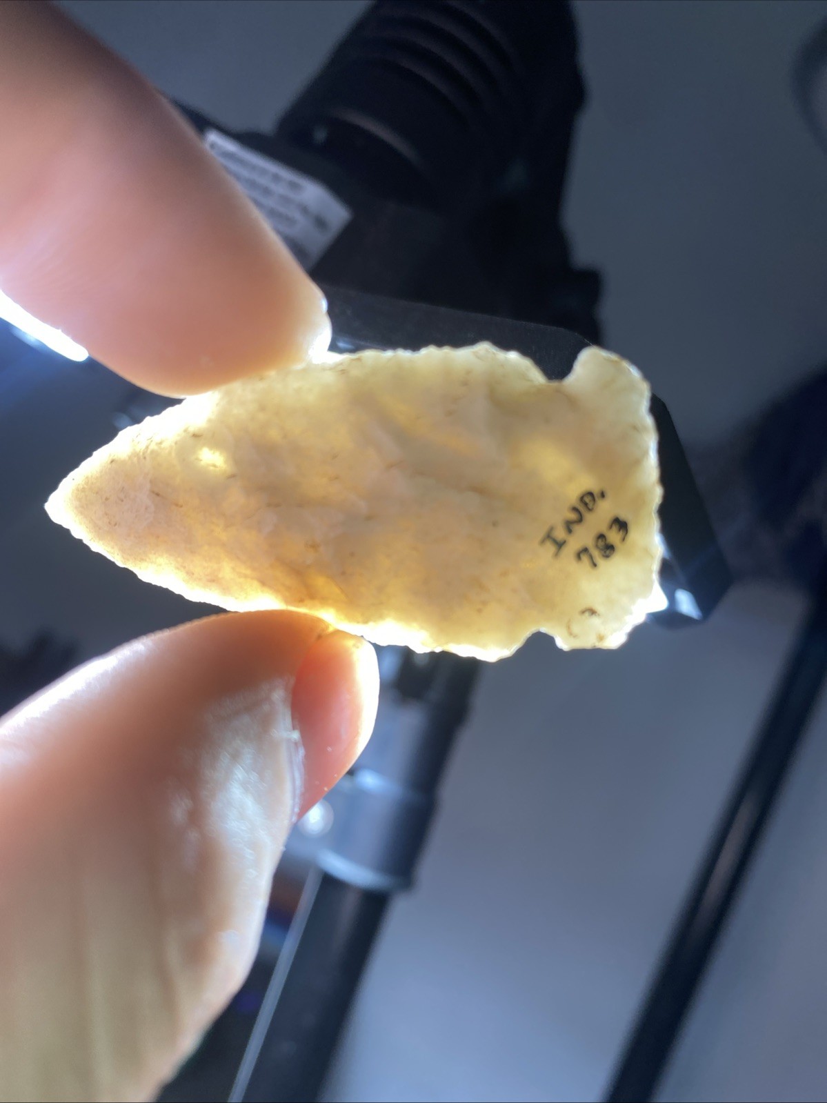 MLC s8269 Translucent 2” Archaic Micronotch Arrowhead Indiana Stone Artifact