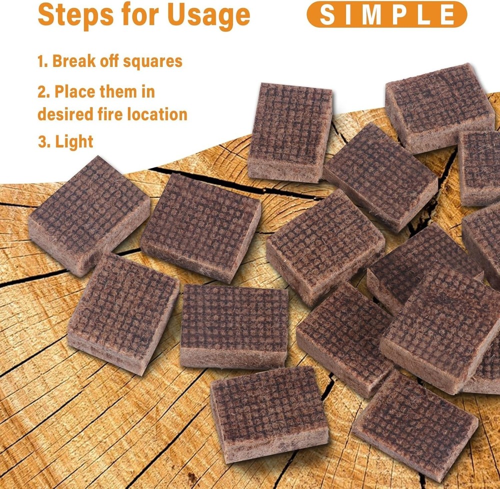 Water-Resistant Mini Fire Starters for Campfires & BBQ Grills - 32 Count