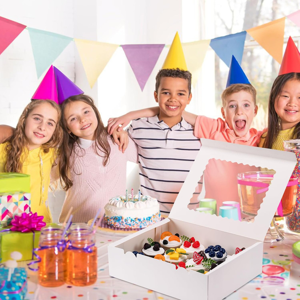 6PCS Cupcake Boxes - Hold 12 Count Cupcake Containers with Window, Grade Cupcak