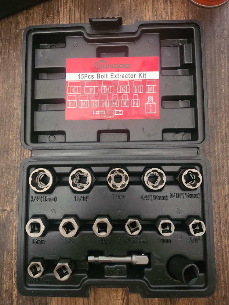 Dundoo 15 Pc Bolt Extractor Kit, 3/8" Drive Impact