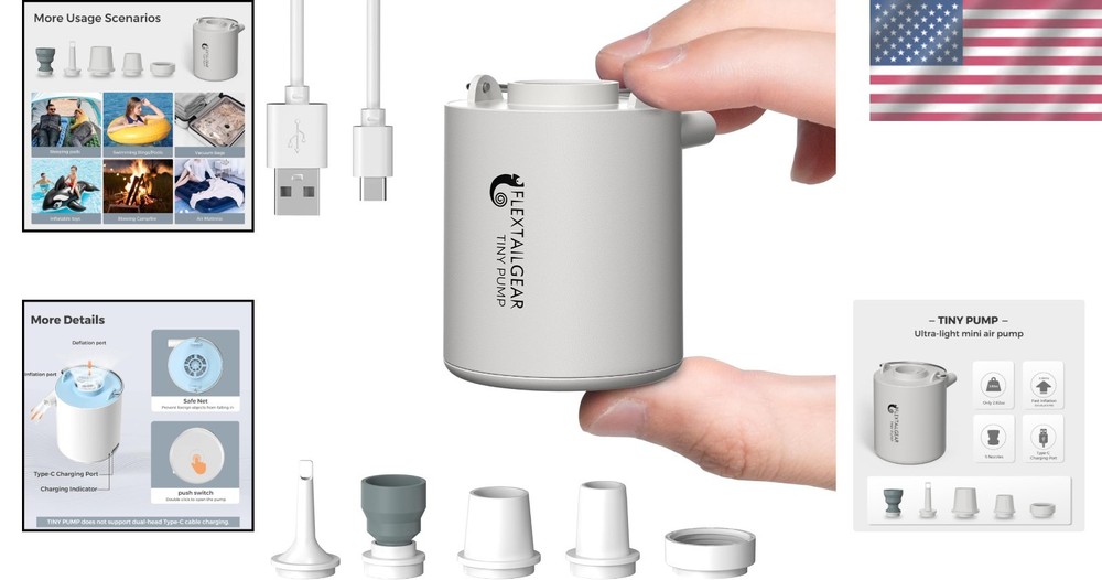 Pocket-Sized Electric Air Pump for Inflatables, Rechargeable