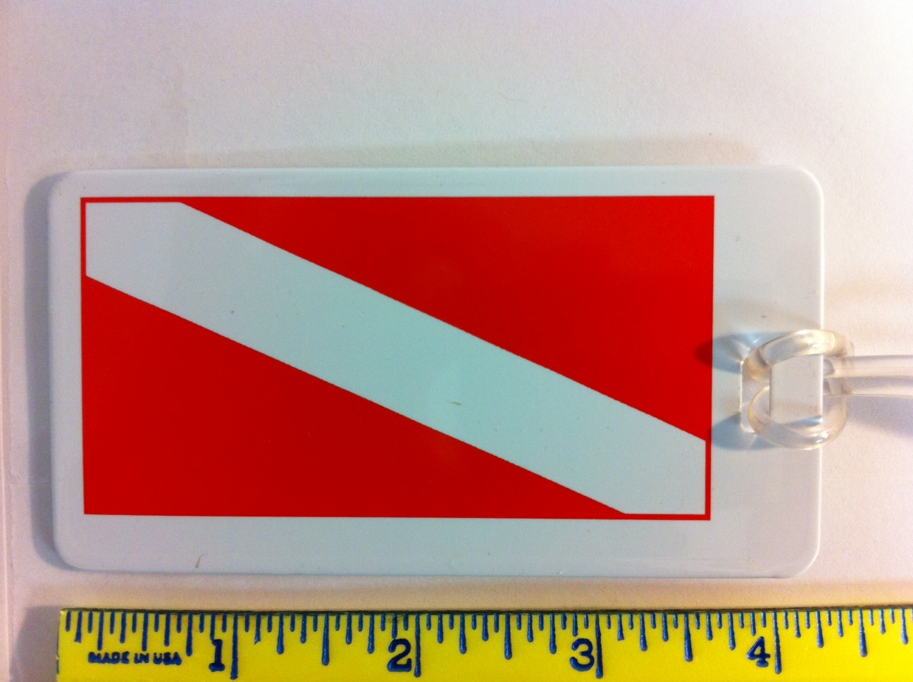 DIVER FLAG, SCUBA DIVER LUGGAGE ID TAG with BUSINESS CARD INSERT & LOOP STRAP