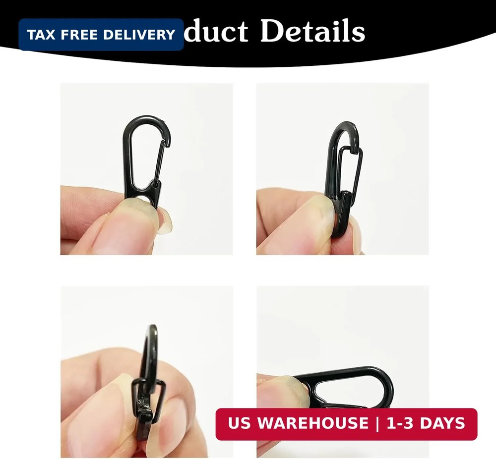 18PCS Mini Carabiner Clips Tiny Spring Snap Hook Keychains, Multi-Purpose Alloy
