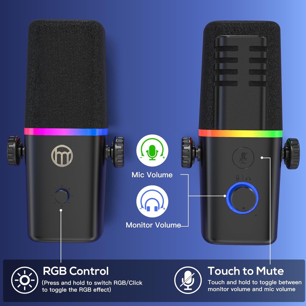 XLR/USB Dynamic Microphone for Gaming Podcast,Mic for iPhone Phone PC Compute...