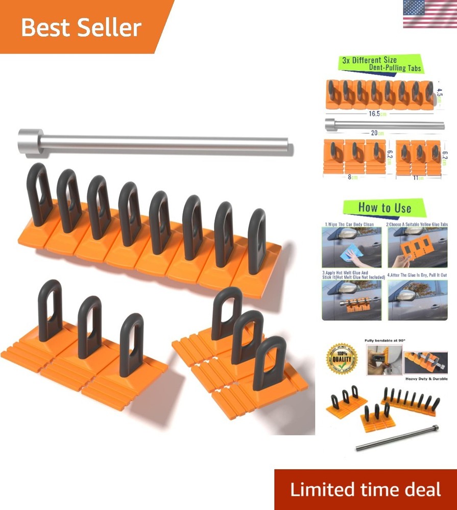 Versatile Car Dent Puller Tool Kit - Stainless Steel Lifter & Multiple Tabs