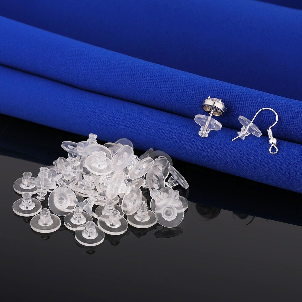 Earring Backs Rubber,100pcs Soft Clear Earring Backs for Studs,Hypoallergenic...
