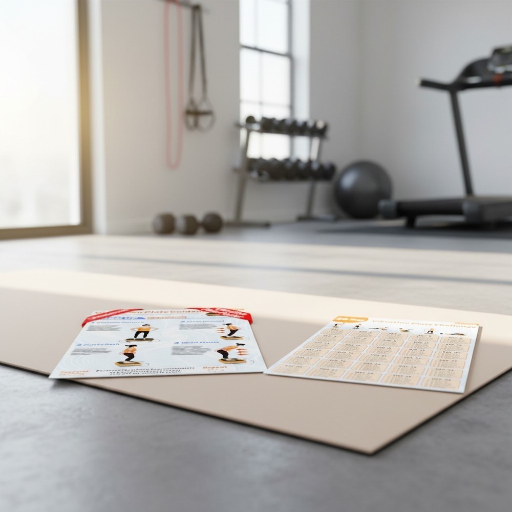 Whole Body Vibration Plate Training Poster with 6 Workouts & Progress Planner