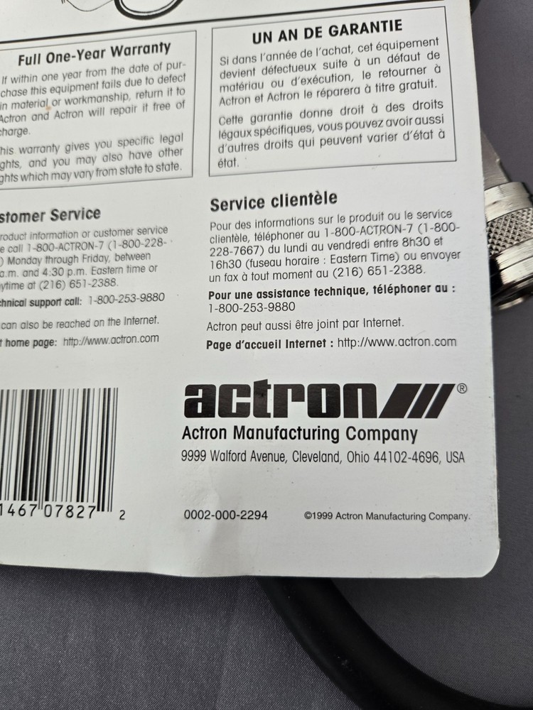 Actron Engine Compression Tester Kit NIB 0-300PSI Model CP7827F